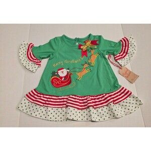 Magical Seasons Christmas Baby Girl Green Dress Size 9-12 Months New with Tags